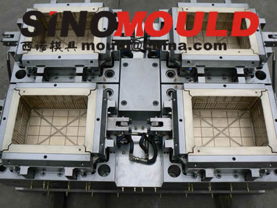 4 cavities crate mould with crate size 600x400x300mm